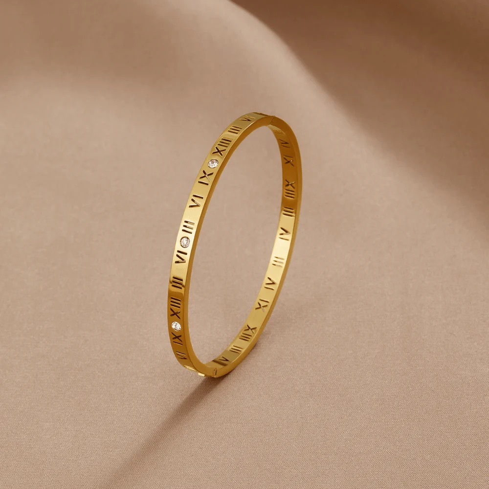 Gold Roman Numeral Bangle